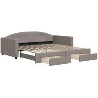 VidaXL Tagesbett Ausziehbar mit Schubladen Taupe 100x200 cm Stoff1882002