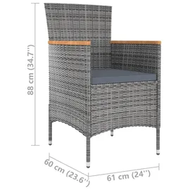 vidaXL Garten-Essgruppe 9-tlg. Grau
