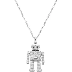 Kette mit Anhänger "Anhänger Roboter mit Zirkonia, Silber 925", silber, GIORGIO MARTELLO MILANO, Halsketten, Damen, 45cm, Silber 925 (Sterlingsilber)