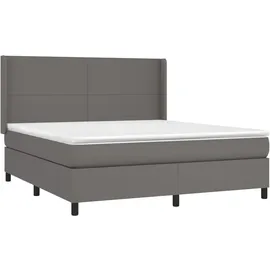 vidaXL Boxspringbett mit Matratze & LED Grau 180x200 cm Kunstleder