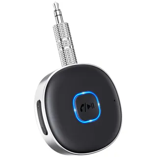 mohard AUX Bluetooth Adapter Auto, Drahtloser KFZ Bluetooth 5.3 Empfänger für Heim-Stereo/Kabelgebundene Kopfhörer, Bleutooth Adapter AUX 3,5mm, Auto Equalizer, Dual Verbindung, 16 Stunden Spielzeit