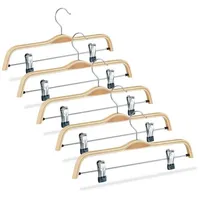 Relaxdays 20 x Hosenbügel Holz, verstellbare & gummierte Clips,