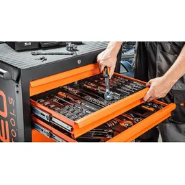 Neo Tools Werkstattwagen Stahl 6 Schubladen Schwarz/Orange bestückt