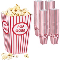 Relaxdays Popcorntüten, 100er Set, gestreift, Retro-Optik, Kino, Filmabend Zubehör,