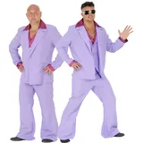 Foxxeo lila 70er Jahre Disco Anzug Kostüm für Herren für Karneval Fasching 70s 80s 80er Größe XL