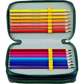 Scooli Federmäppchen SCOOLI "Tripledecker, Harry Potter", Kinder, bunt (harry potter), Polyester, Schreibgeräteetuis Federmäppchen, befüllt, inklusive Geodreieck