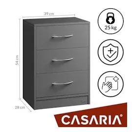 CASARIA Nachttisch Eloise Anthrazit 54x39x28cm mit LED