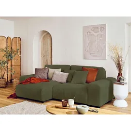 lisa design Garance, Ecksofa beidseitig montierbar - 4-Sitzer, aus Cord , Grün - Grün
