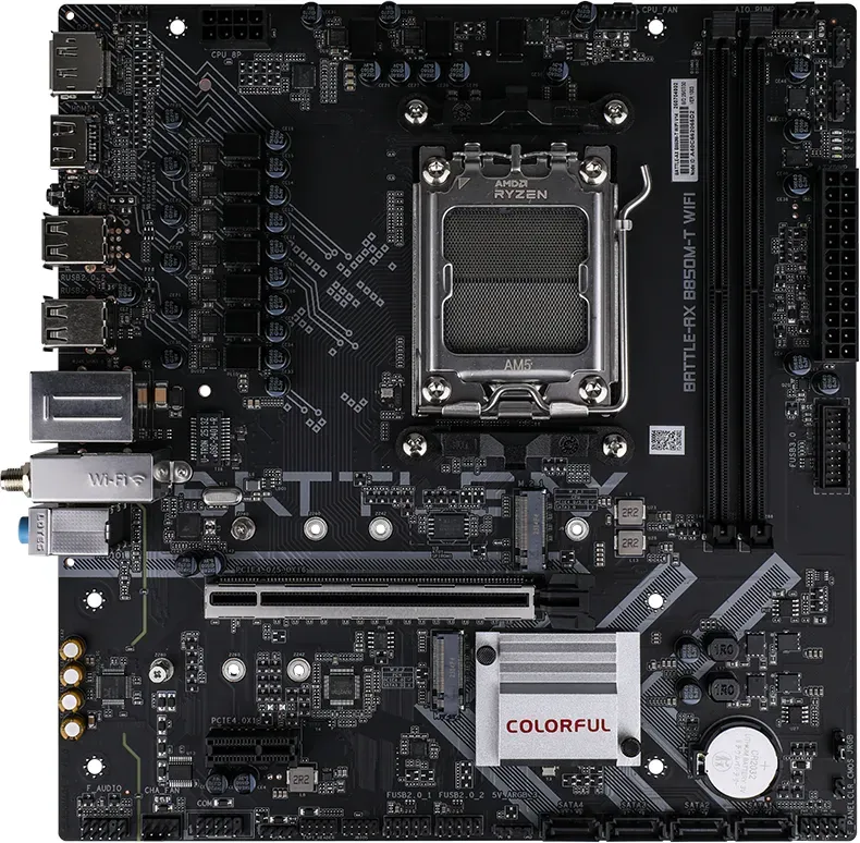 Farbenfrohes BATTLE-AX B850M-T WIFI V14 Mainboard, M-ATX-Format