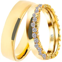 Trauring DOOSTI "Schmuck Geschenk Silber 925 Trauring Ehering Partnerring LIEBE" Gr. 52, gold (gelbgoldfarben), Fingerringe, 52, ohne Zirkonia, Silber 925 (Sterlingsilber), 5,6mm, wahlweise mit oder ohne Zirkonia