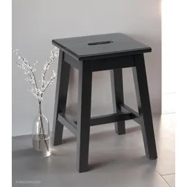 Home4You Hocker 2er Set, H 45 cm - Schwarz - Kiefernholz massiv - 2er Set