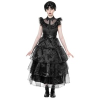 Maskworld Kostüm Wednesday Ballkleid Kostüm, Umwerfendes, schwarzes Kleid für faszinierende Tanzeinlagen bei Schul schwarz XL