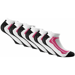 Rohner Basic Unisex Sneaker Sportsocken, 6er Pack - Sport, Baumwolle Weiß/Pink 35-38