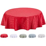 Home Direct Wachstuch Tischdecke Abwaschbar Rund geprägt 155cm Rot