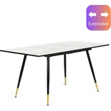 Urban Meuble ESSTISCH Weiß Marmormuster rechteckig ausziehbar 120-160/80/75cm