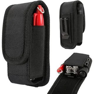 QEES Multitool-Etui, Nylon, Schwarz, Magnetisch, 3 Fächer, Passend für Leatherman Wave Plus, Wingman, Charge, Surge, Super Tool 300, Signal, EDC-Tasche mit Gürtelclip