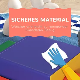 Homcom 4er-Set Schaumstoff Bausteine Riesenbausteine Bauklötze Bauspielzeug Schaumstoffblöcke für 1-3 Jahre alt Kinder Kunstleder EPE