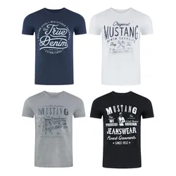 MUSTANG Tshirt Herren Baumwolle Regular Fit 4er Pack Regular Fit Blau XL