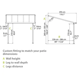 CANOPIA Terrassenüberdachung Olympia 9,71 x 3 m weiß