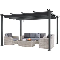 VEVOR Pavillon Gartenzelt Outdoor Pergola Sonnenschutzdach 2,96x3,95x2,3m Grau
