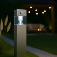 Melitec Solar Gartenleuchte rund/eckig mit Bewegungsmelder, Edelstahl silber/anthrazit Form