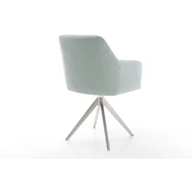 DeLife Drehstuhl Greg-Flex Stripes Mint Kreuzgestell kantig Edelstahl 180° drehbar, Esszimmerstühle