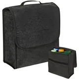 GOEDCH Auto Kofferraumtasche Organizer aus Filz: 30 x 17 x 29cm Auto Kofferraum Organizer, Vliesstoff Kofferraumtasche, Kofferraum Toolbag, Aufbewahrungstasche mit Klettverschluss, Schwarz