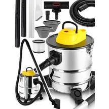 Maltec Aschesauger 2000W 20L Edelstahl/Silber/Gelb