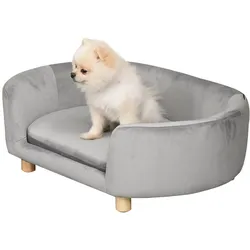 PawHut Haustier Sofa Holländischer Samt, Schwamm, Birke Bein