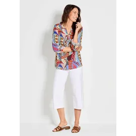 GOLDNER Florale Druckbluse mit V-Ausschnitt bunt 38