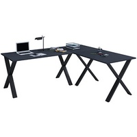 VCM my office Lona Schreibtisch anthrazit rechteckig, X-Fuß-Gestell schwarz