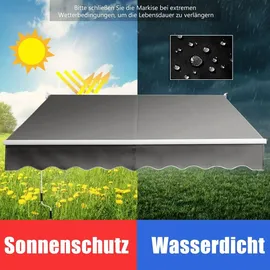 Costway Markise mit Sonnenschutz 200 x 250 cm grau