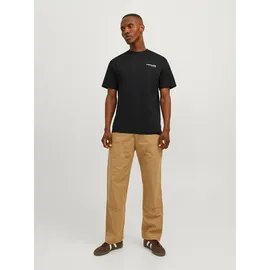 JACK & JONES Rundhalsshirt JCOAERO PRINT TEE SS CREW NECK NOOS schwarz S (48)