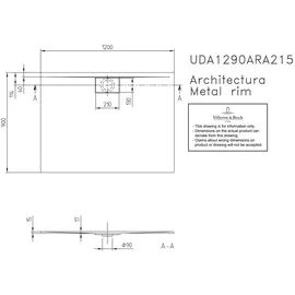 Villeroy & Boch Architectura MetalRim Duschwanne Rechteck 120 x 90 cm Acryl UDA1290ARA215V01
