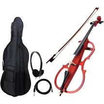 Classic Cantabile CE-200 E-Cello (elektrisches Cello/Violoncello mit Tonabnehmer, Tasche, Größe 4/4) natur matt