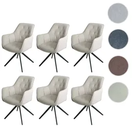 Mendler 6er-Set Esszimmerstuhl HWC-L80, Küchenstuhl Polsterstuhl Stuhl mit Armlehne, drehbar, Metall Stoff/Textil ~ creme-beige