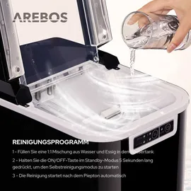 Arebos Eiswürfelmaschine Ice Cube Maker 2 Eiswürfelgrößen, 2,2 Liter