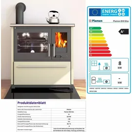 Plamen Küchenofen 850 Glas N creme 8 kW (linke Ausführung)