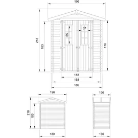 TIMBELA Gartenhaus M367C 1,96 x 1,36 m Beige