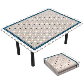 VOUNOT Tischdecke Outdoor Elastisch Rechteckig 180 x 114 cm Blau/Khaki