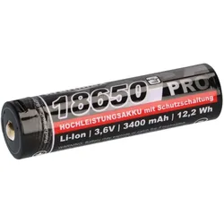 Kraftmax 18650 Pro Hochleistungsakku Li-Ion 3,6V 3400mAh inkl. Micro-USB Ladebuchse