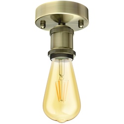 ledscom.de Vintage E27 Lampen-Fassung RETRA, gold, rund, inkl. E27 Lampe Vintage Retro gold 3,83W extra-warm-weiß 489lm