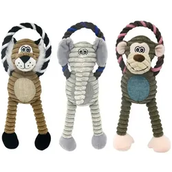 NUXIE® Hund/Katze Plüschtier mit Quietscher (Tiger/Elefant/Affe)