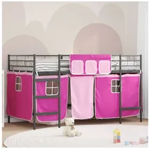 vidaXL Kinderbett Loft 90 x 190 cm Metall schwarz pink