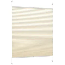 DécoProfi Plissee ohne Bohren Creme 40cm x 220cm (max. Gesamthöhe Fensterflügel) I Verspannte Plissees nach Maß mit Klemmträger/Klemmfix I Blickdichte Innenrahmen-Plissees zum Klemmen