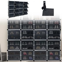YUENFONG Schuhregal Schuhablage Schuh Organizer Schuhregale aus Kunststoff mit durchsichtig Tür, Schuhschrank Platzsparend Schuhboxen, für Schuhen, Spielzeug, Kleidung(163×32×124cm)
