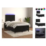 vidaXL Boxspringbett mit Matratze & LED Schwarz 120x200 cm Samt