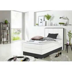 Boxspringbett INOSIGN, weiß, B:103cm L:210cm, Komplettbetten, Boxspringbett, inklusive Topper und Wendekissen