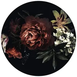 K&L Wall Art Vliestapete »Runde Vliestapete«, Vintage Rosen Blumenbouquet, mehrfarbig, matt - bunt
