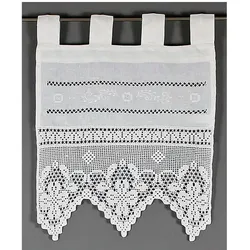 Scheibengardine "Traunsee" Gr. 3, weiß, B:40cm H:100cm, Wirkware, Leinen, HOSSNER - ART OF HOME DECO, Gardinen, m. Stickerei, Hohlsaum u. Häkelspitze